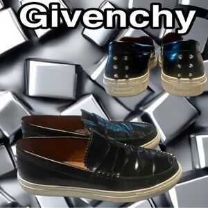 Givenchy, Paris: Black Patent Leather Heel Studded Loafers Sz 41 GUC (us 9)​